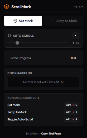 ScrollMark Chrome extension controls